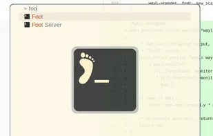 Fuzzel, with transparency, on top of a browser window showing a diff of a fuzzel commit