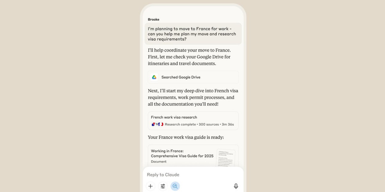 Claude's Research is now available on mobile image