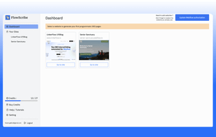 FlowScribe dashboard to select website