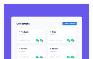 Collections are categories of social media content, they can be articles, memes, products, or anything really! You can add social media posts to them manually or via one of the many automations we have in Nuelink.