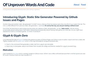 Glyph static site generator screenshot 1