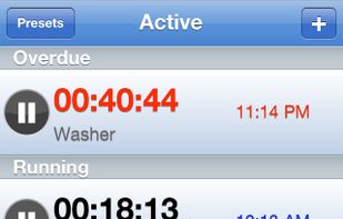 Active timers, sorted by time and grouped by state