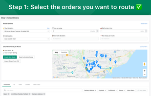 Step 1: Select the orders you want to route ?