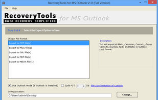 RecoveryTools for MS Outlook screenshot 1