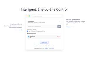 Granular Control: Whitelist specific sites to support creators or ensure compatibility.