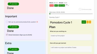 Work on your daily tasks with our Pomodoro cycles module