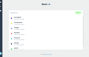 Dashboard with all the Beacon widgets
