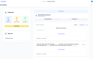 Make multiple sets of flashcards without duplicates. 100 page pdf -> thousands of cards