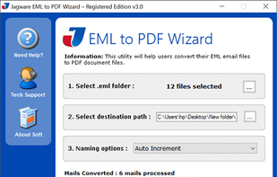 Jagware EML to PDF Wizard screenshot 1