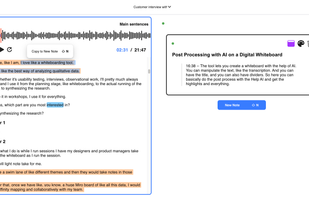 Extract quotes in seconds with AI-curated transcription, summaries, emotions, and key sentences.