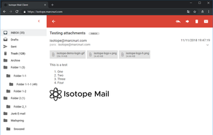 E-mail view with attachment