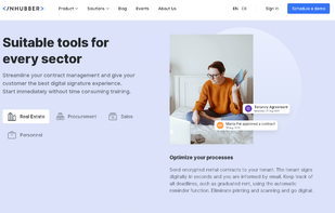 Suitable tools for every sector. Streamline your contract management and give your customer the best digital signature experience. Start immediately without time-consuming training. - Real Estate - Procurement - Sales - Personnel