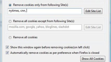 selectivecookiedelete screenshot 1