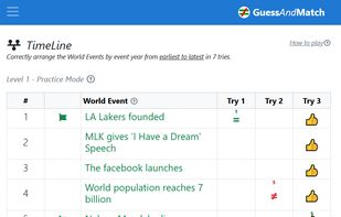 GuessAndMatch TimeLine - Arrange the world events