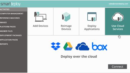 Integrate with your existing Box, Dropbox, Google Drive, or OneDrive to deploy Windows OS images, Application Packs, and Platform Packs to PCs with wired or wireless connections, with or without a VPN connection.