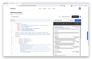 A standard resume using Azure theme
