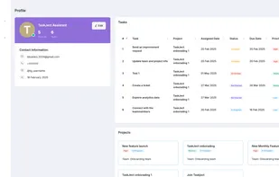 Personal profile with info about you and your active tasks