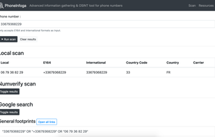 PhoneInfoga screenshot 1