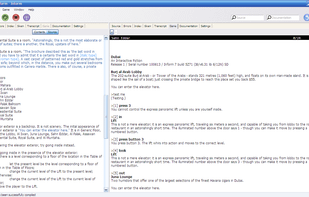 Source text on one side, with compiled game in other tab.
