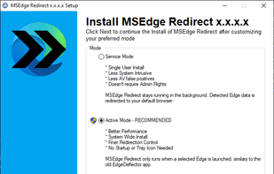 MSEdgeRedirect screenshot 1