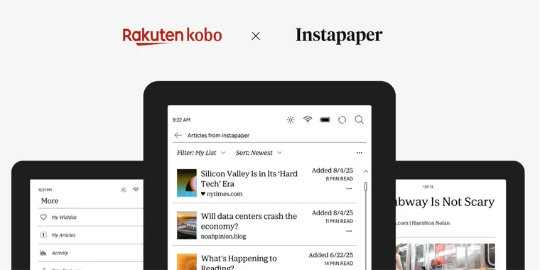 Instapaper now available on all Rakuten Kobo eReaders image