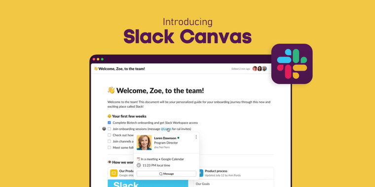 Introducing Slack Canvas: The ultimate workspace for organizing and sharing information within the platform image