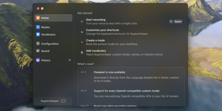Superwhisper v2.0 presents new design, faster Parakeet model, and lower latency image