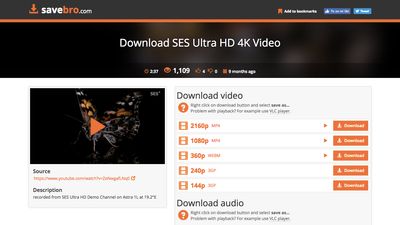 Download page, audio/video format selection