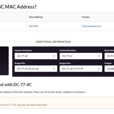 cisco mac address lookup model