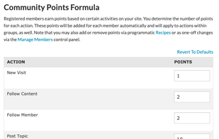 Gamification tools, to incentivize actions in the forum and reward active users.