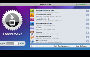 choose which program documents to backup and see how many there are.