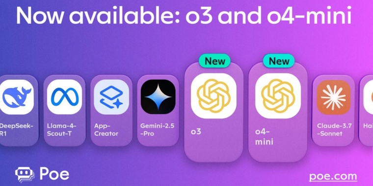 o3 and o4-mini models now available on Poe