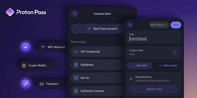 Proton Pass goes beyond passwords and credit cards with customizable item storage