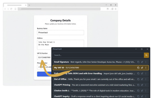 Autofill commonly used Strings in Forms like Tax IDs, IBANs and Phone Numbes