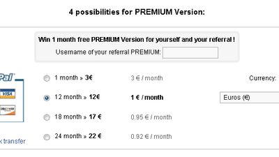 Premium version 12 € per year