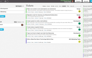Dashboard - Shows you all your projects and all tickets you own. Lets you focus on getting your work done fast without worrying much about management.