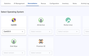 Server reinstallation page