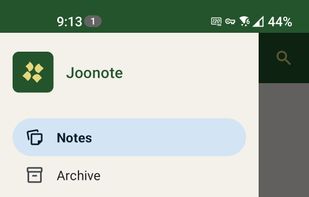Screenshot of the navigation bar in the app