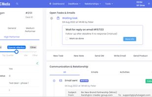 Our CRM dealpage with influencers