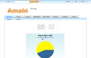 The Amahi dashboards "Storage" tab allows you to view the temperatures of your hard-drives (that is if they have that ability) and also how much used and free space that drive has. Can show unlimited amount of drives.