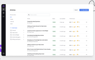 KB dashboard from admin perspective
