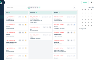 Create and track to-do tasks for follow-ups, fee overdue reminders, admission updates, and more. Ensure nothing slips through the cracks and keep your operations running smoothly.
