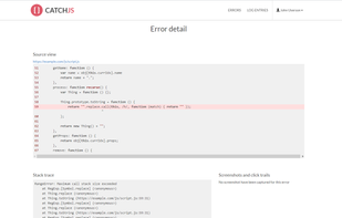 Get source mapped error traces, to track down where in the code the problem occurred and the browsers in which it happens.