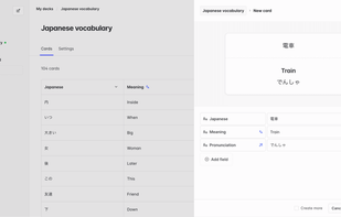 Editing a card on desktop
