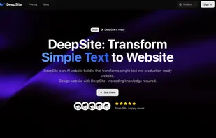 landing page of DeepSite