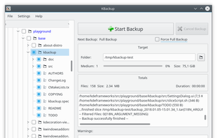 KBackup screenshot 1