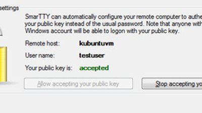 SmarTTY can automatically configure public key authentication for selected remote computers