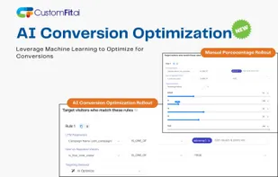 Shows CustomFit.ai’s AI-driven conversion optimization engine that automatically identifies winning variations and improves performance using machine-learning models.
