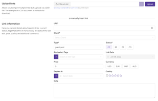 Add new links manually or in bulk