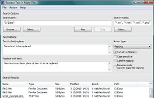 Replace Text in Many Files Main Window